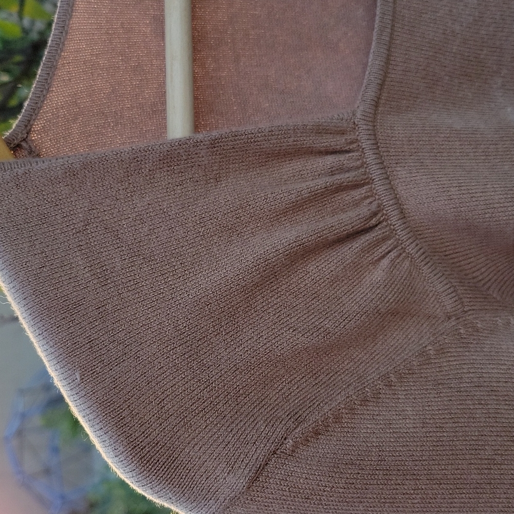 Ann Taylor Brown Silk Sweater 3/4 Sleeves Size Ladies Large - Picture 2 of 7